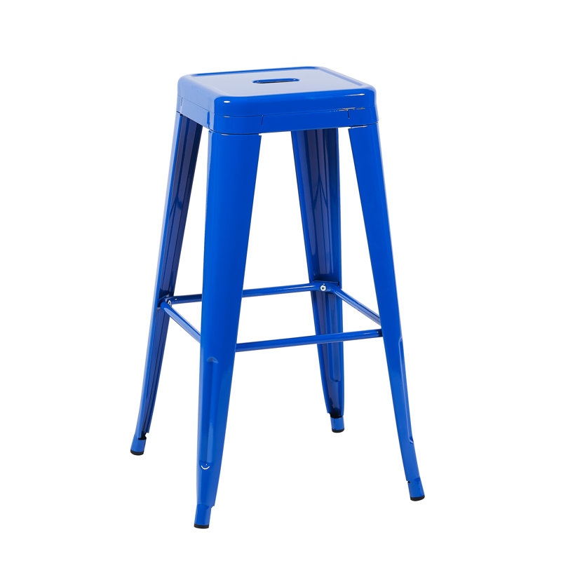 Tabourets de bar en métal bleu sans dossier, hauteur de comptoir 76 cm (30 pouces), ensemble de 2, non empilables, montage facile, stables et compacts, pour bar, salle à manger, cuisine, salle à manger, métal de qualité.