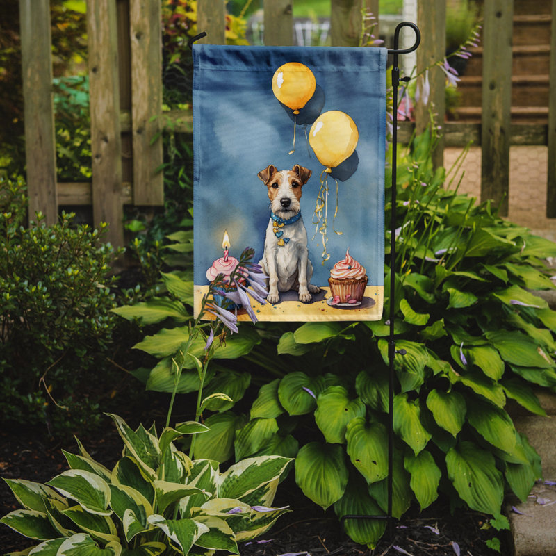Drapeau de jardin «Happy Birthday», Fox terrier