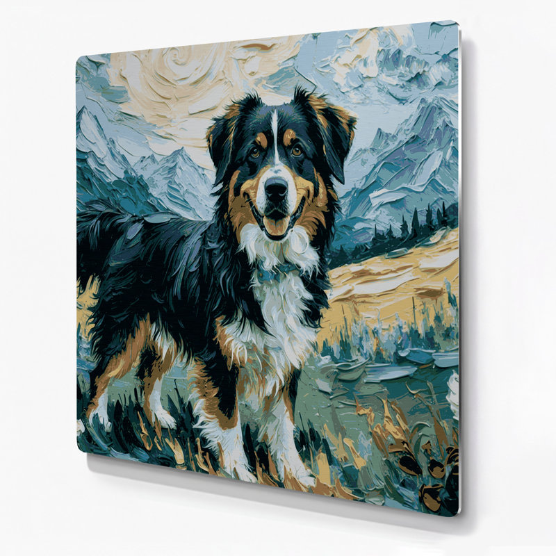 «Dogs Entlebucher Mountain Dog», art mural en métal vert, H 8 po x l 8 po