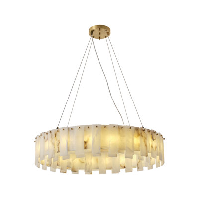 Lustre rond de luxe pour îlot de cuisine en albâtre de 31,5 po (ampoules incluses)