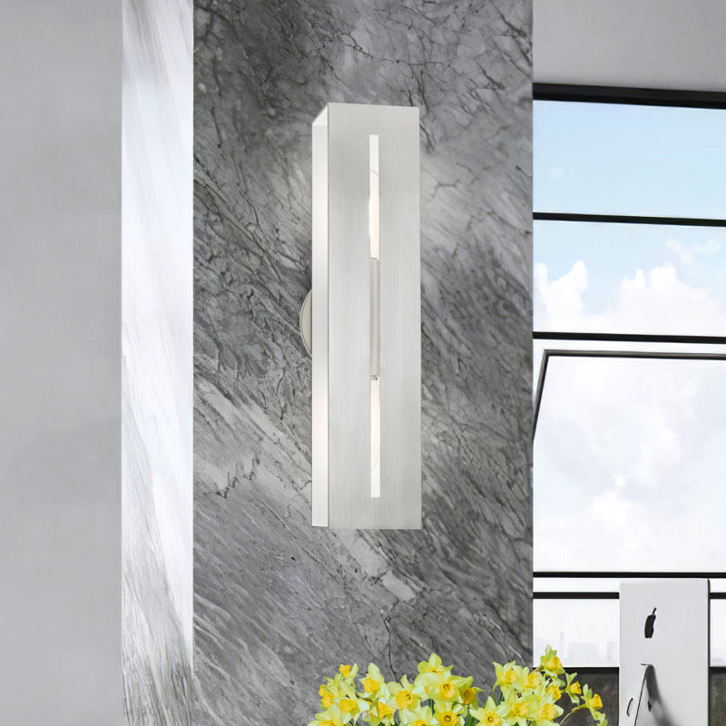 Barre d'éclairage de salle de bain 2 lumières Columbus, Nickel brossé
