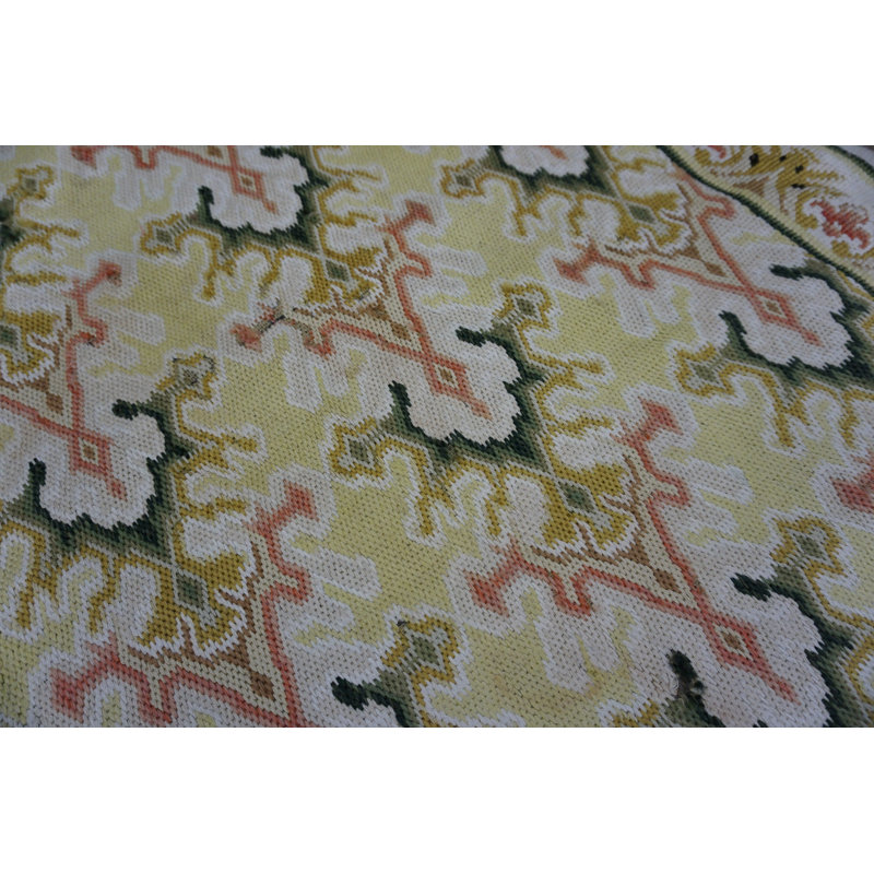 Antique Needlepoint French Allover Flat Weave Rug