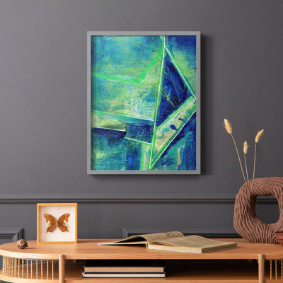 «Geometric in Cool II», reproduction encadrée - bois massif