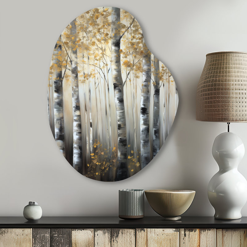 Bouleau, forêt, merveille de V, art mural en forme de poire en métal, H 30 po x l 22 po