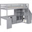 Lit mezzanine simple avec bureau en L, armoire, tiroirs et escalier incontestable - bureau et rangement gris-1458599543