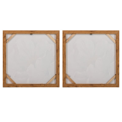 Flowers 80% Hand Painted Set 2 Canvas 60X4X60 Cm - 2 Piece Wrapped Canvas Print Set