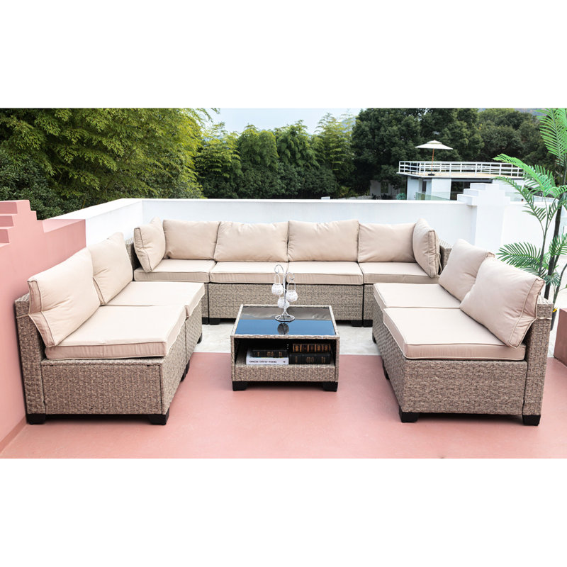 Mobilier d'extérieur - 9 modulaires de patio d'eau toutes saisons avec coussins