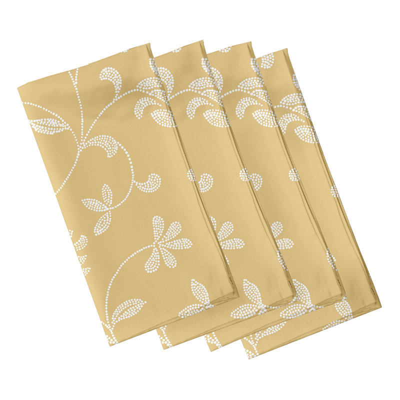 Aspacio Polyester Floral Square Napkin, Gold