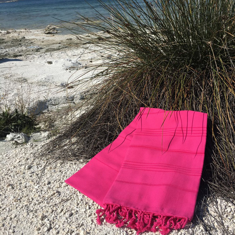 Luxurious Fouta Beach Towel, Fuchsia, 37.4 x 68.9 inches | 100% Cotton, Ultra Soft & Highly Absorbent, 5.1 oz/sq ft | Machine Washable, Perfect for Beach, Pool, Spa, and Travel | Lightweight & Stylish Design
