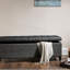Banc de rangement avec panneaux latéraux - P 18,86 po x H 18,5 po recouvert de tissu d'ameublement gris anthracite et espace intérieur-129017289