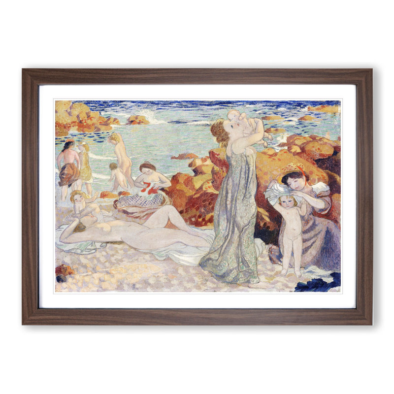Bathers by Maurice Denis - Picture Frame Painting, Walnut Framed, 48cm H x 65cm W x 2cm D