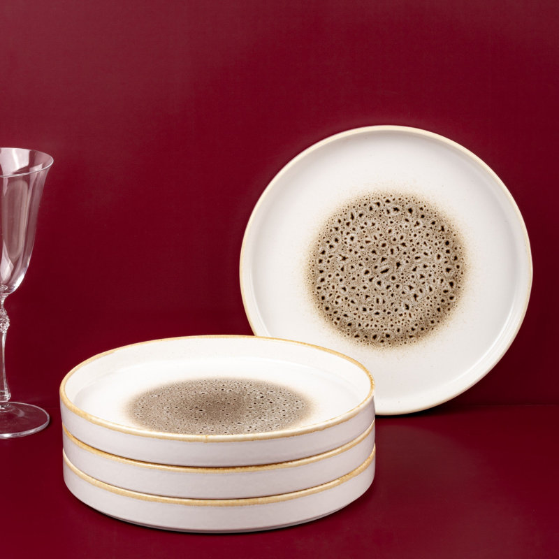 Assiette en porcelaine | Assiette plate empilable | 8,27 x 8,27 x 1,11 po 