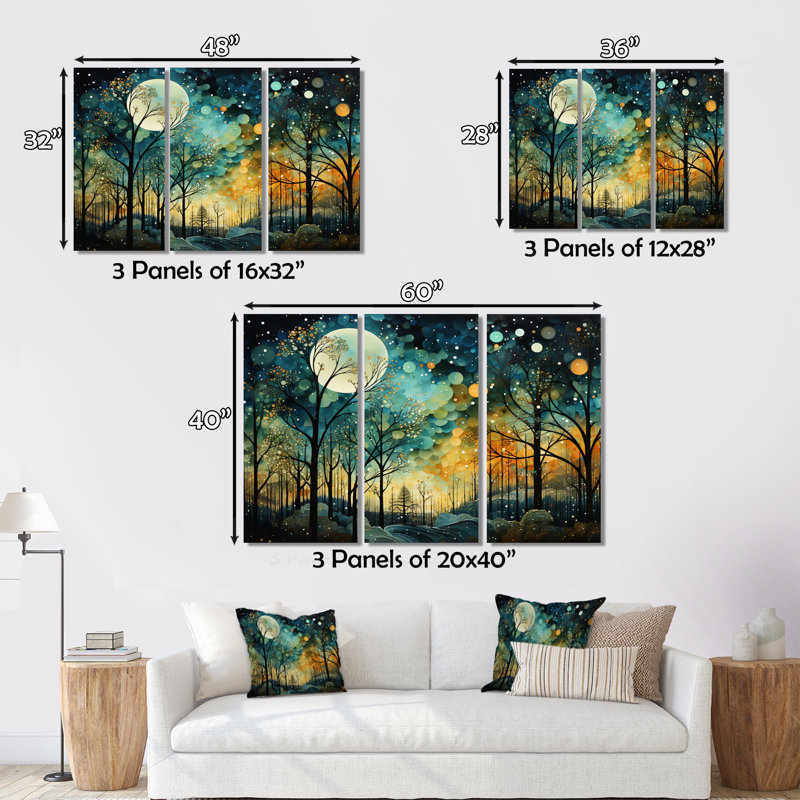 Forêt enchantée sur toile, ensemble de 3 pièces, H 40 po x l 60 po, Wrapped Canvas