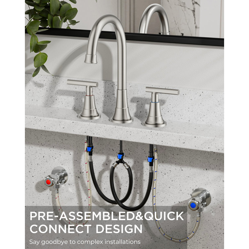 Robinet de salle de bain surdimensionné à 2 poignées avec bonde, Nickel brossé
