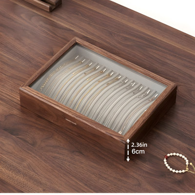 Boîte à bijoux en bois de noyer pour colliers, bracelets et boucles d'oreilles avec conception anti-enchevêtrement