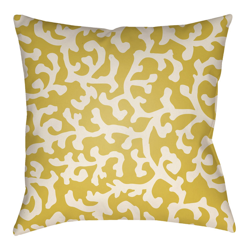 Litchfield Lumberton Indoor/Outdoor Throw Pillow, 22" H x 22" W, Bright Yellow/Ivory