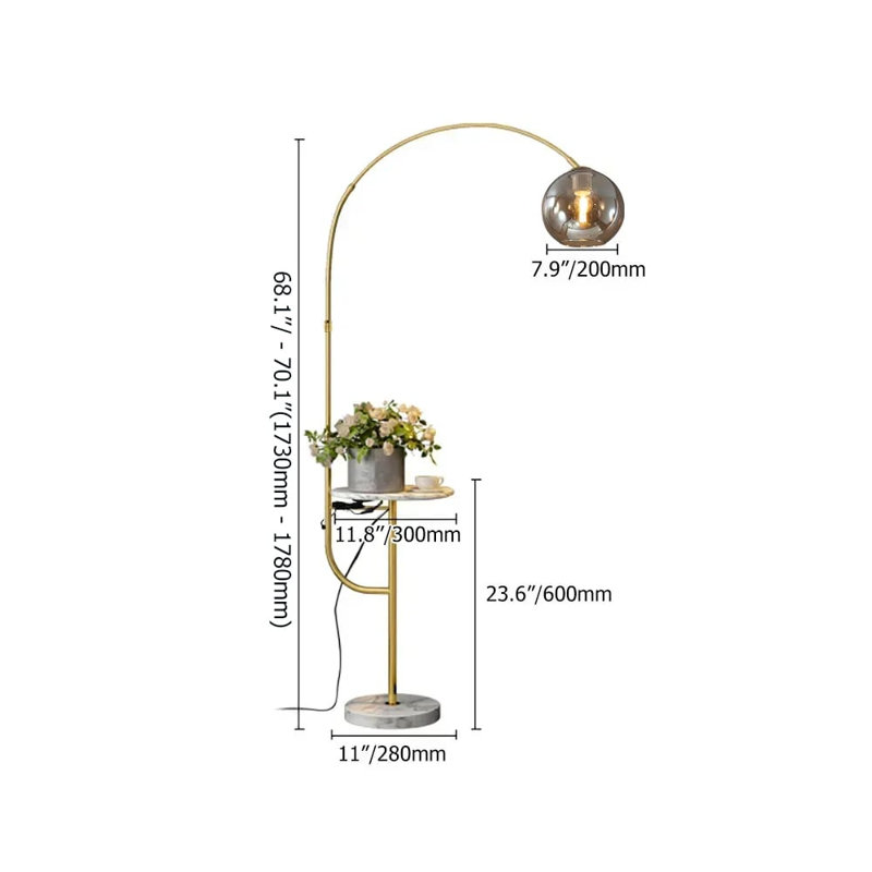  Lampe sur pied en verre 70,1 po Modern