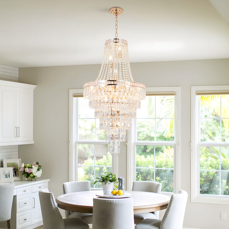 Lustre réglable en cristal avec chaîne suspendue