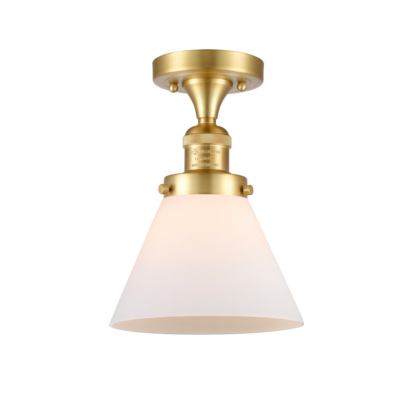 Plafonnier semi-encastré 1 lumière Cone, Boîtier blanc mat, Or satiné