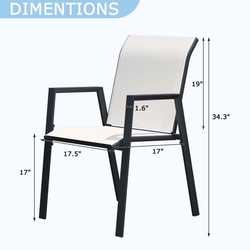 Ensemble de 4 chaises de salle à manger d'extérieur en polyester enduit de PVC avec structure en métal et dossier pour l'extérieur