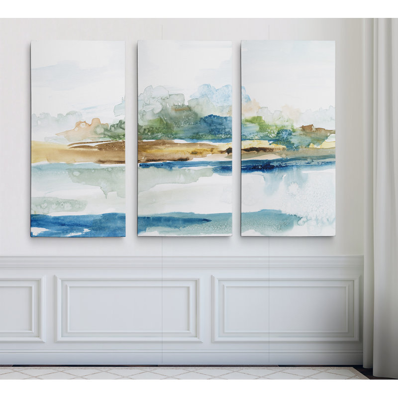 " Blue Solace " 3 - Pieces, 24" H x 36" W x 1.5" D