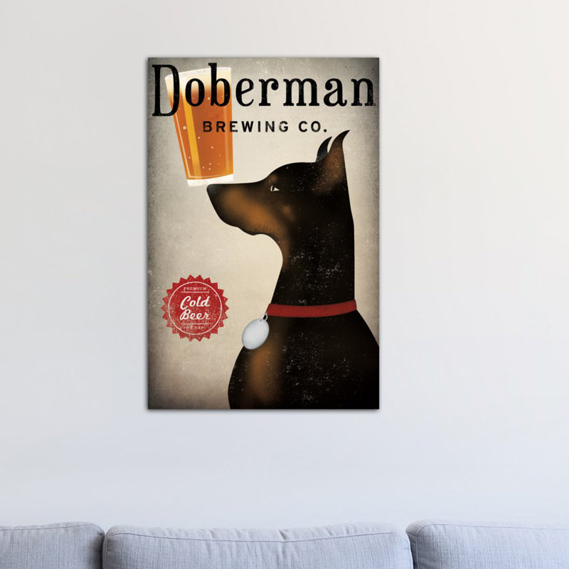 « doberman infuser co. », impression sur toile tendue, H 26 po x l 18 po x P 1,5 po, Toile tendue, Pas de tapis