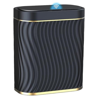 Petite poubelle de salle de bain avec couvercle automatique sans contact - 2,6 gallons (noir doré)