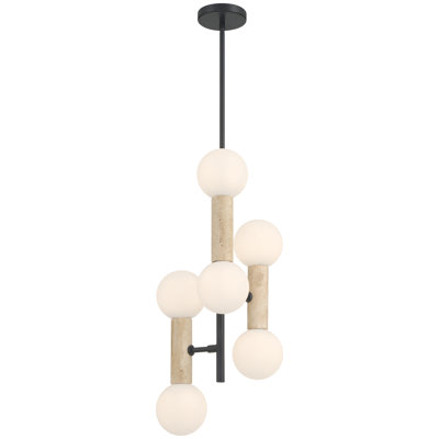 Stone 6 Light Pendant - Travertine Finish