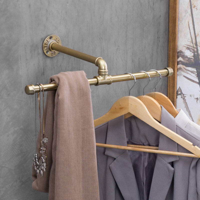 Wall Mounted Gold Hanging Clothing Garment Rack