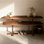 Modern simple solid wood console table.