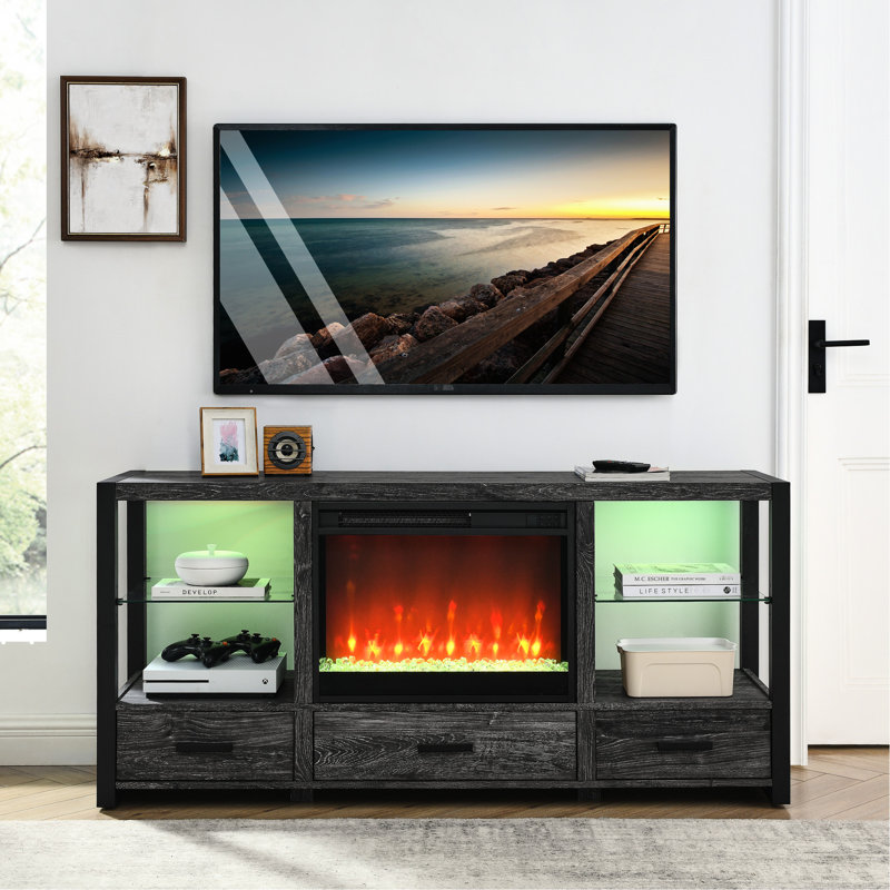 Foyer électrique encastrable 23 pouces - 9 réglages de luminosité réglables, télécommande, minuterie, flamme réaliste protégée contre la surchauffe, chaleur 5000 / H, protégé, infrarouge