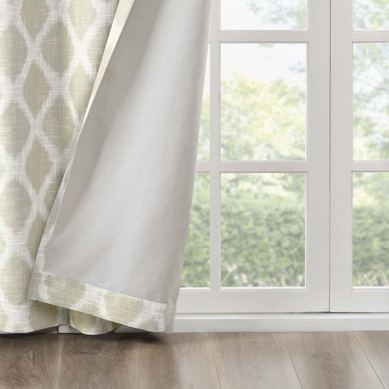 Printed Ikat Blackout Patio Curtain(Only 1 Pc Panel), 50" W x 95" L, Taupe