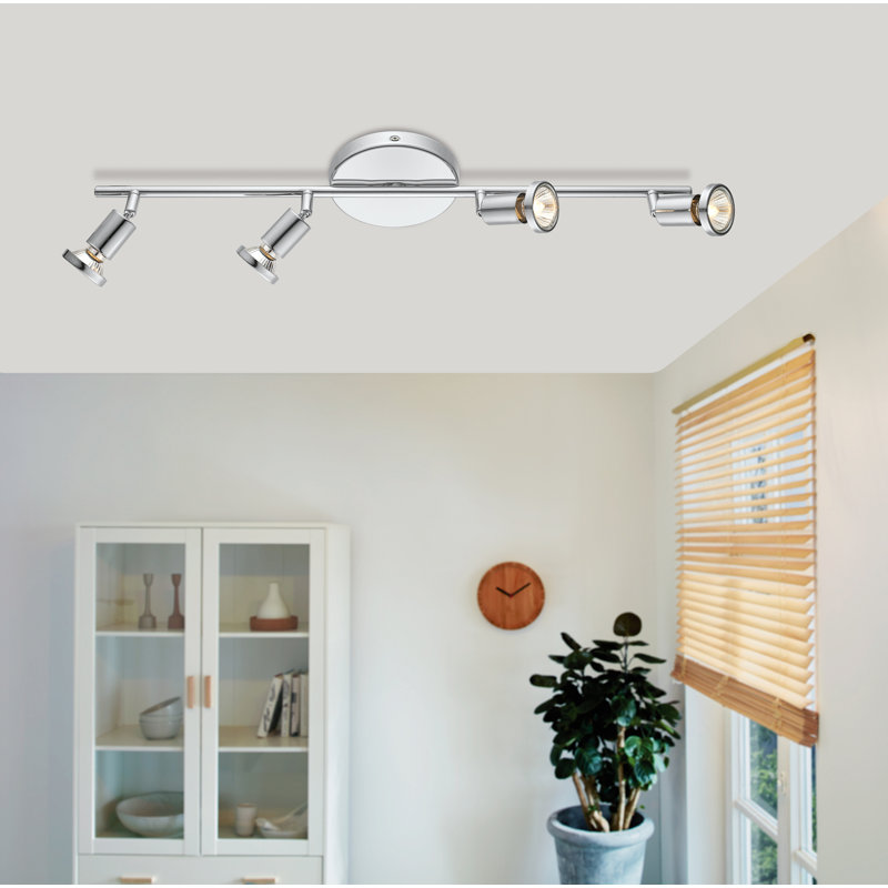 Nichols 28'' 4 -Light Fixed Track Track Kit with Dimmable and Adjustable Head, Chrome