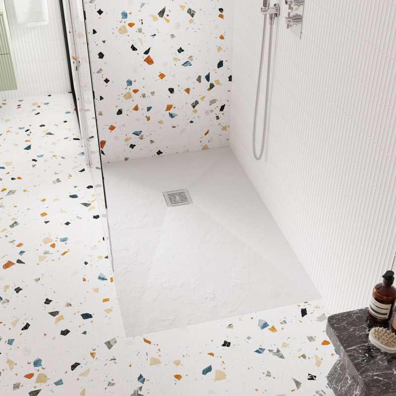 1200 x 800 mm Standard Shower Tray, 3.3cm H x 80cm W x 120cm D, White Slate