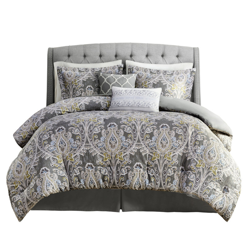 Édredon 6 pièces en coton - gris grand avec une superbe allure, 6 pièces fascinantes