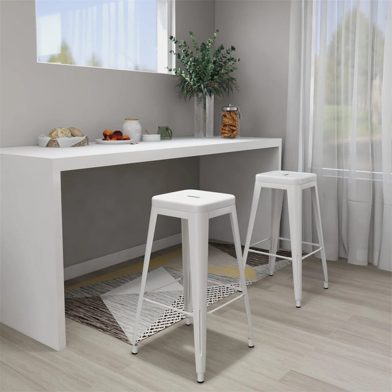 Santini Counter Stool with Metal Frame, White