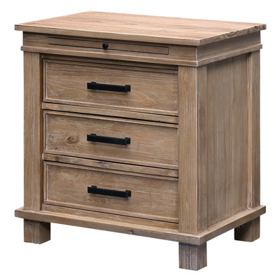 Remy 3-Drawer Nightstand with USB Charger and Pull-Out Beverage Tray by Birch Lane