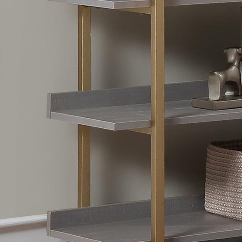 Auden 56.75"H 5-Tier Display Bookcase, Antique Gray