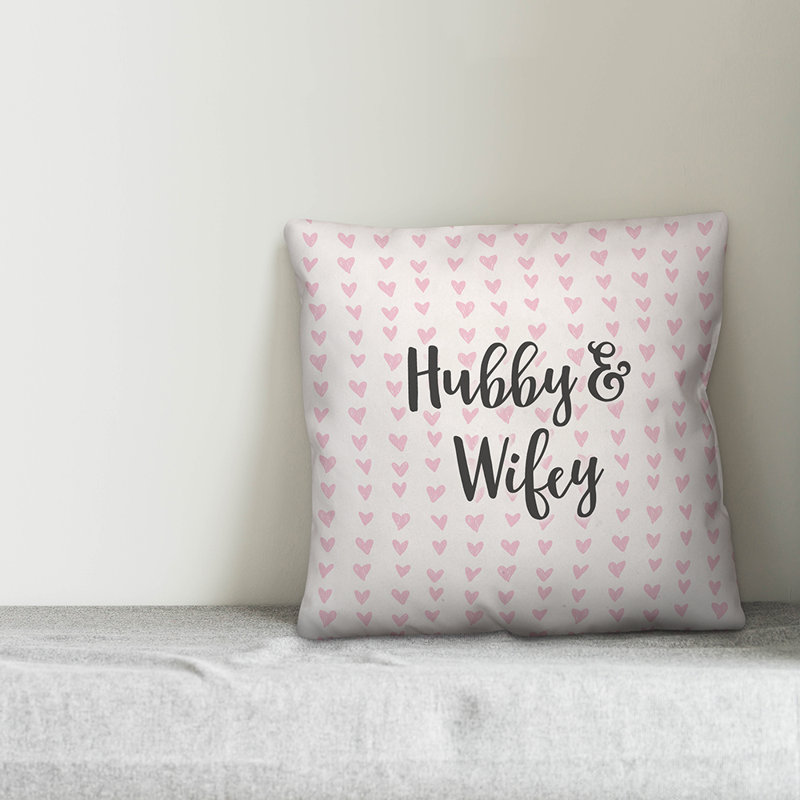  Coussin Hubby and Wifey in Hearts, Coussin décoratif