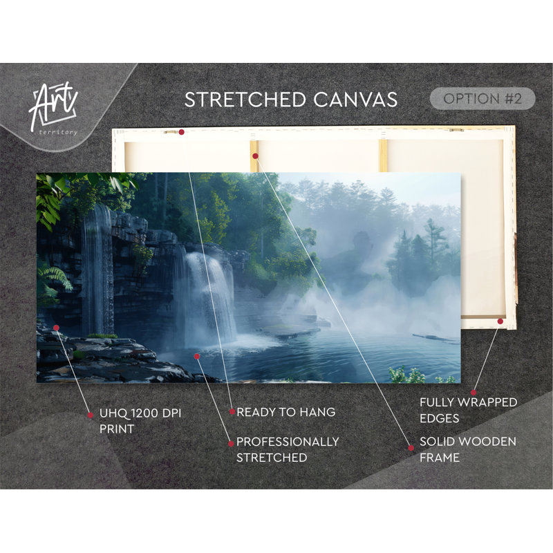 Affiche de la Caroline du Nord, parc national, chute d'eau, décor de ferme, décor de chalet, affiche de forêt, Toile tendue