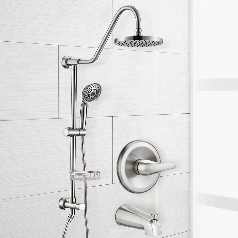 Handheld Shower System with 8" Rain Shower Head, Brushed Nickel