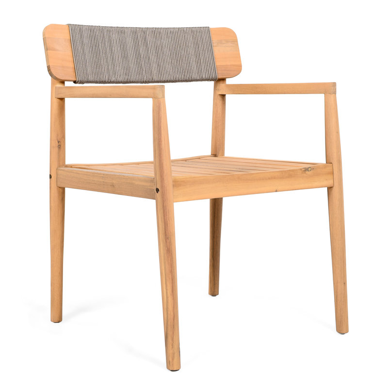 4 chaises de patio en bois d'apparence grise corde toutes saisons