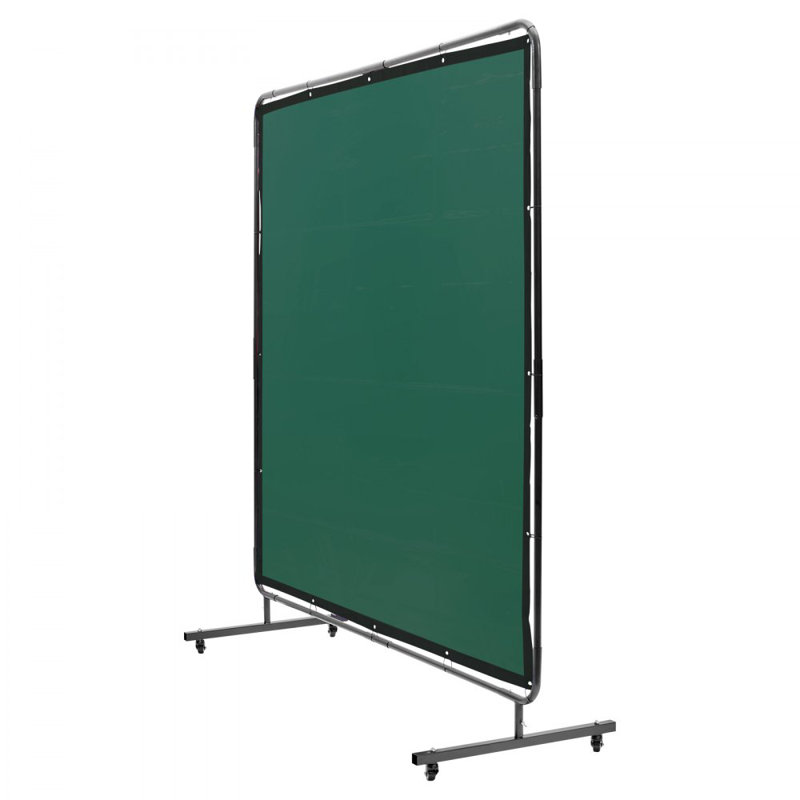 Écran de soudage avec cadre, écran de rideau de soudage de 6 pi, écran de protection en vinyle ignifuge sur 4 roues pivotantes (2 verrouillables), mobile et professionnel pour atelier / industriel
