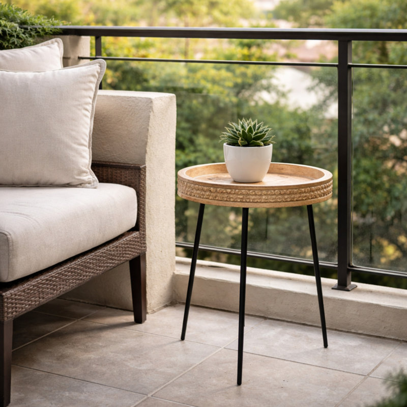 Charteris Solid Wood Tray Top End Table