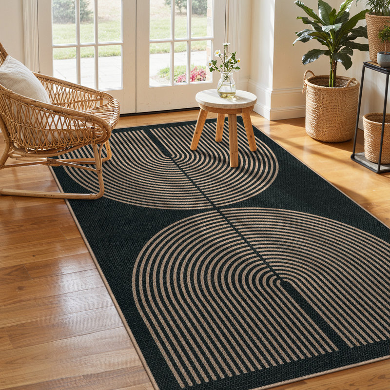 Tapis d'extérieur moderne en faux jute avec envers antidérapant, tapis de patio lavable pour terrasse, cour et intérieur