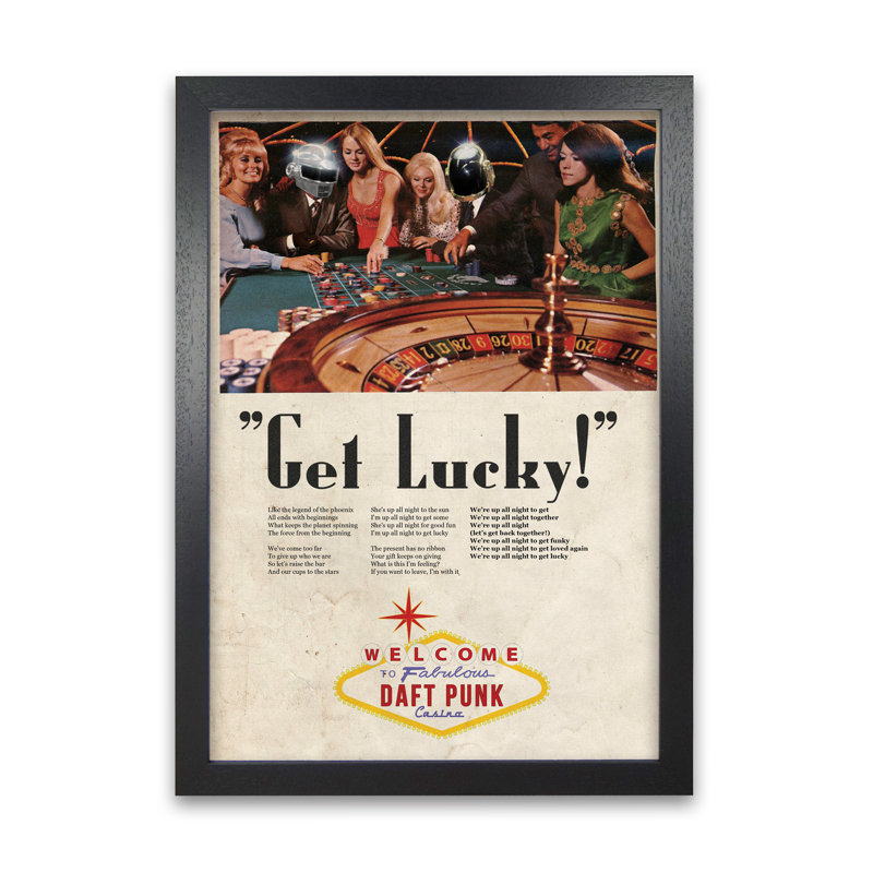 Get Lucky Daft Punk by David Redon - Print, 30 cm H x 21 cm W x 5 cm D, Black Grain