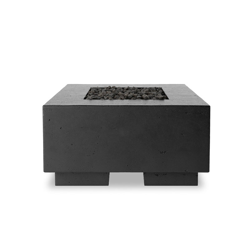 Darshani 16" H x 60" W Concrete Outdoor Fire Pit Table, Propane, Black