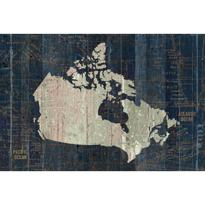 «Old World Map Blue Canada», reproduction sur toile tendue