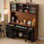 Buffet brun + bois massif noir + verre-562417123