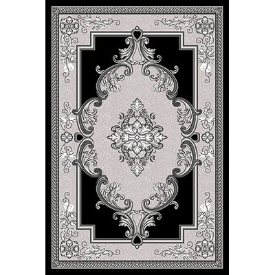 Tapis noir traditionnel tissé à la main Ramsel